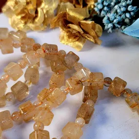 Gold Rutile Cube Bracelet for Manifesting, Protection and Spiritual Awakening