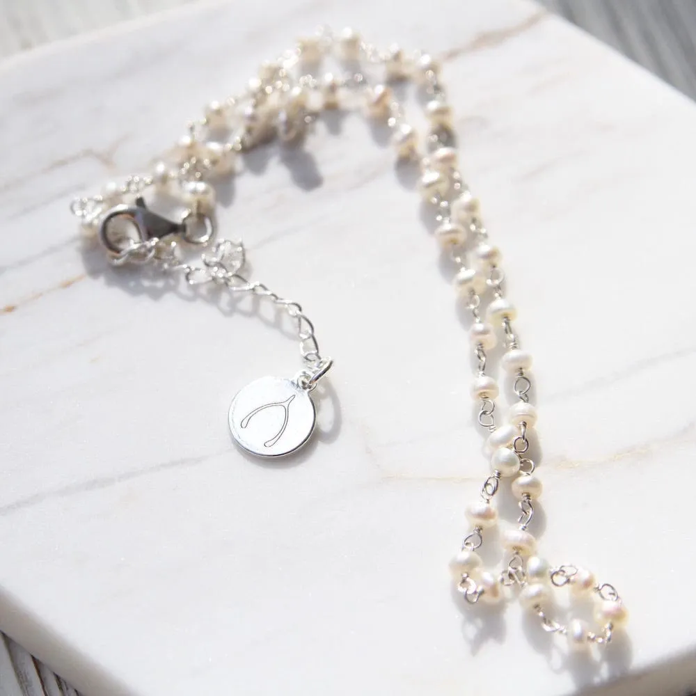 Good Wishes ~ Silver Wish Choker ~ Pearl