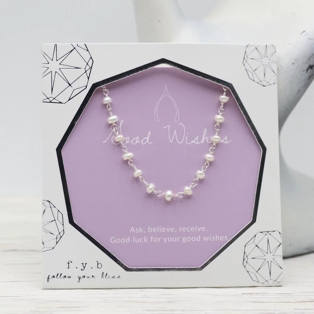 Good Wishes ~ Silver Wish Choker ~ Pearl
