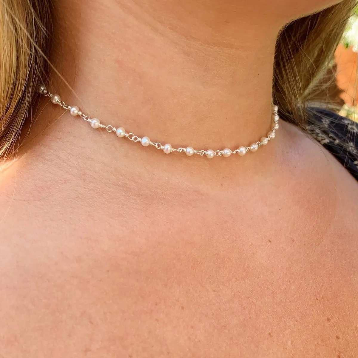 Good Wishes ~ Silver Wish Choker ~ Pearl