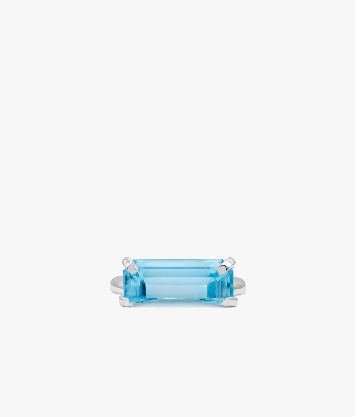 Half Cut Blue Topaz Ring in Silver