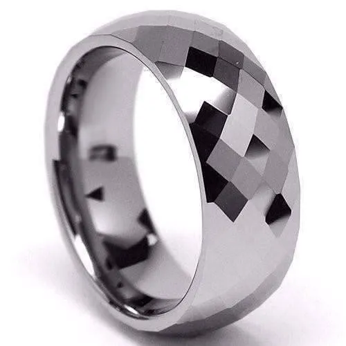 Harlequin Men's 8mm Diamond Cut Tungsten Carbide Ring