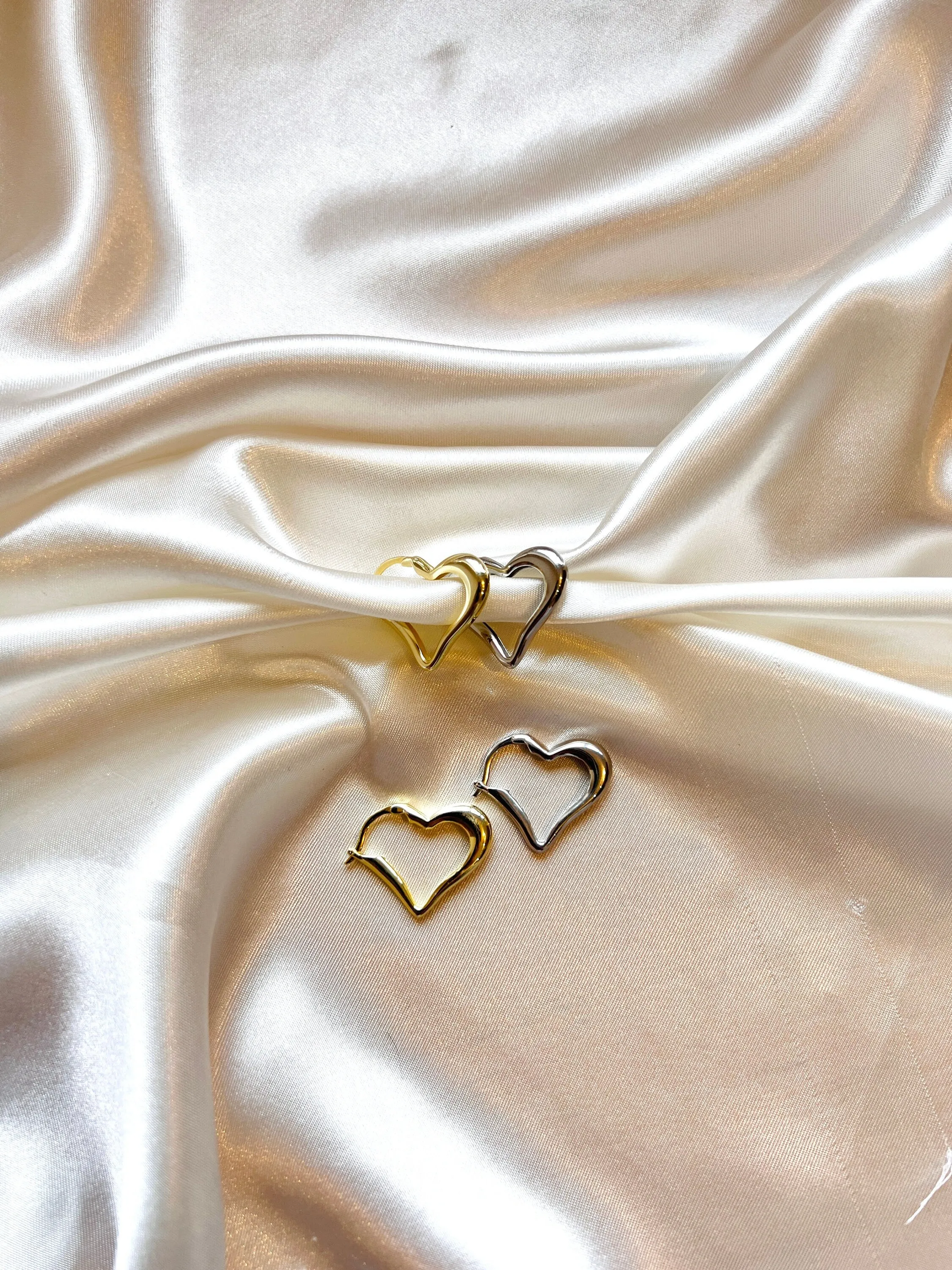 Heart Hoop Earrings in Sterling Silver Heart Shaped Earrings Gold Heart Hoop Earrings Minimal Design Hoop Earrings Dainty Heart Gift For Her