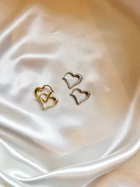 Heart Hoop Earrings in Sterling Silver Heart Shaped Earrings Gold Heart Hoop Earrings Minimal Design Hoop Earrings Dainty Heart Gift For Her
