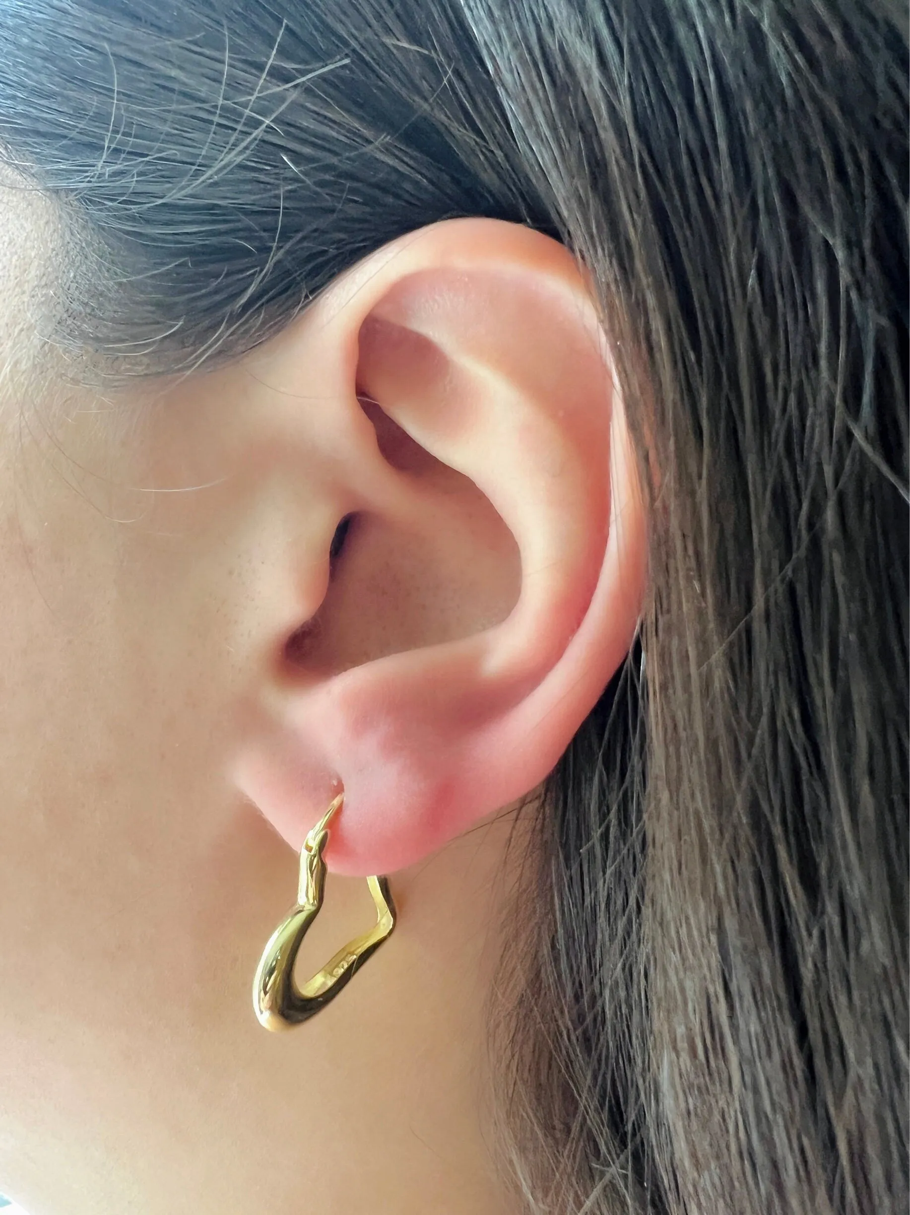 Heart Hoop Earrings in Sterling Silver Heart Shaped Earrings Gold Heart Hoop Earrings Minimal Design Hoop Earrings Dainty Heart Gift For Her