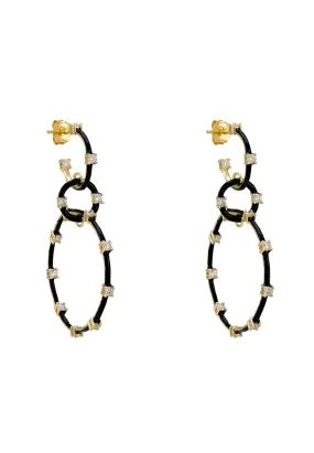Helix Black Enamel Hoop Earrings Gold