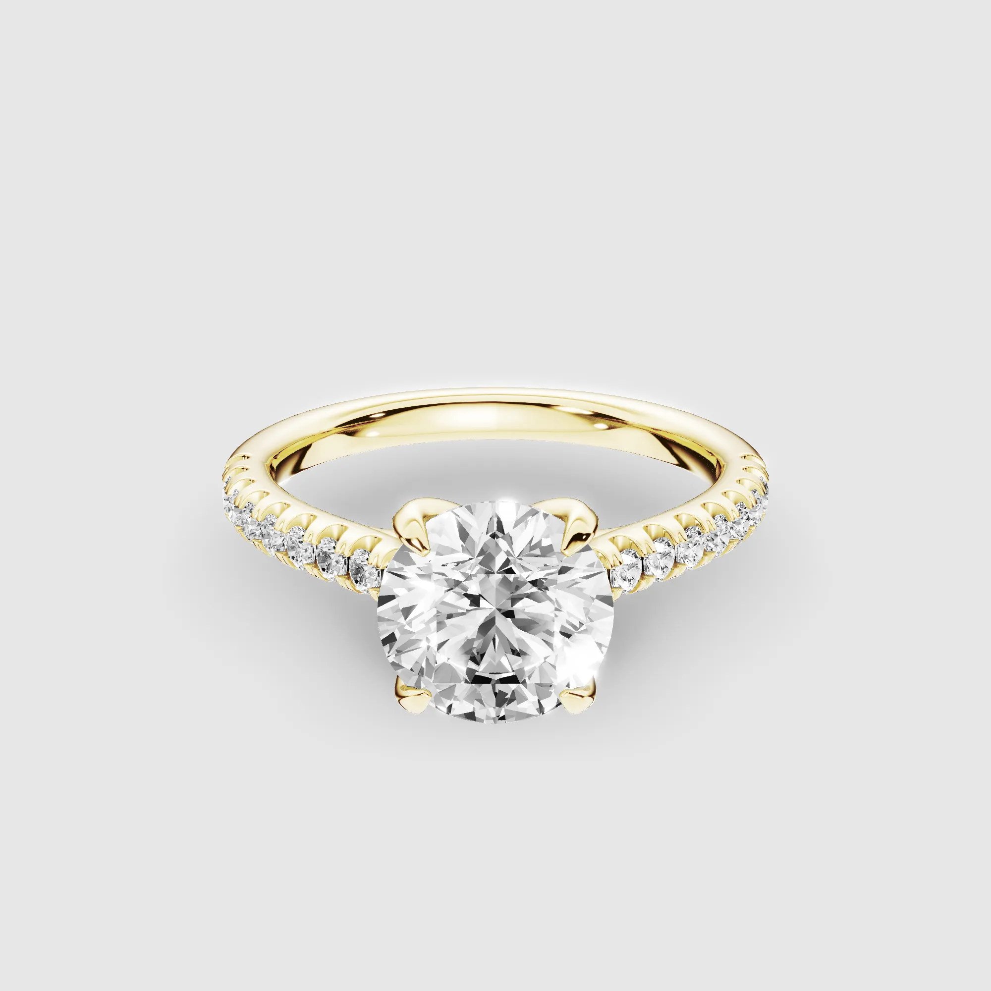 Hidden Studded Tulip Solitaire Ring-Round