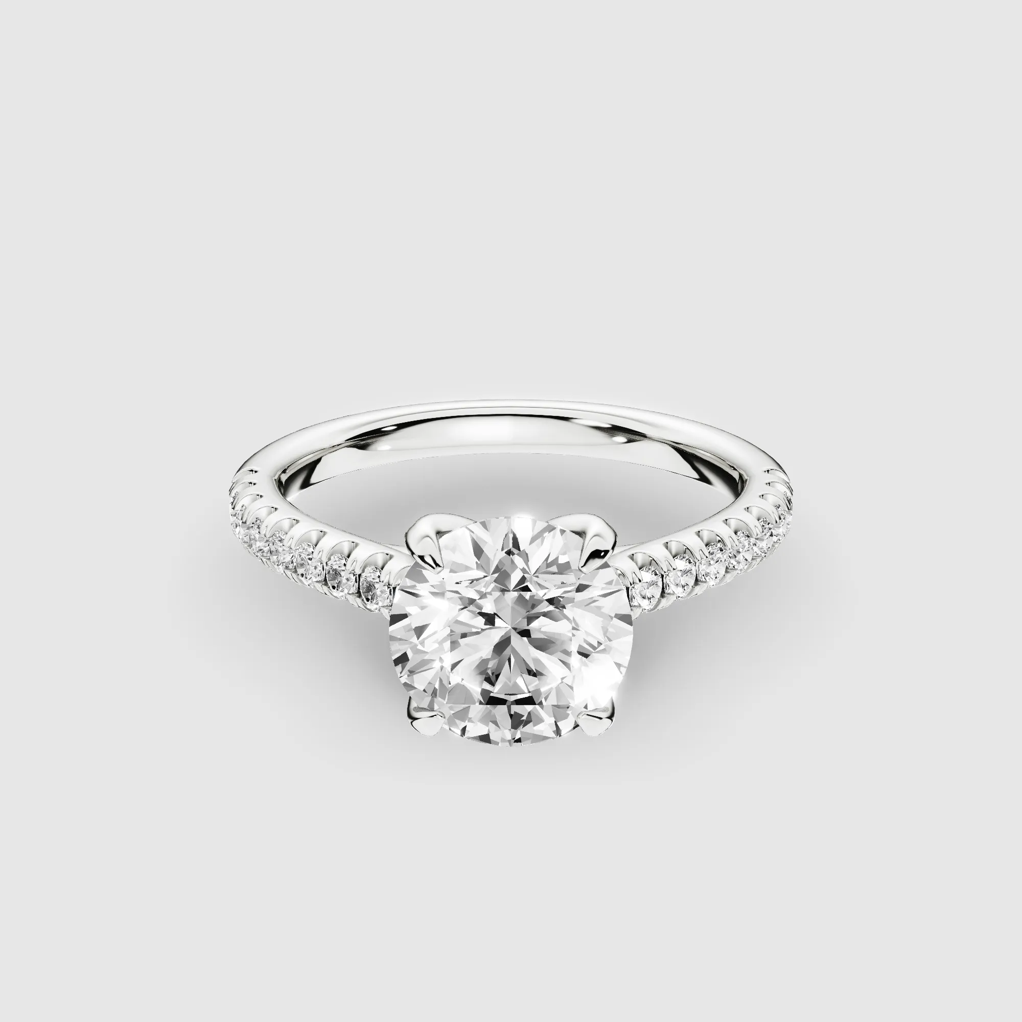 Hidden Studded Tulip Solitaire Ring-Round