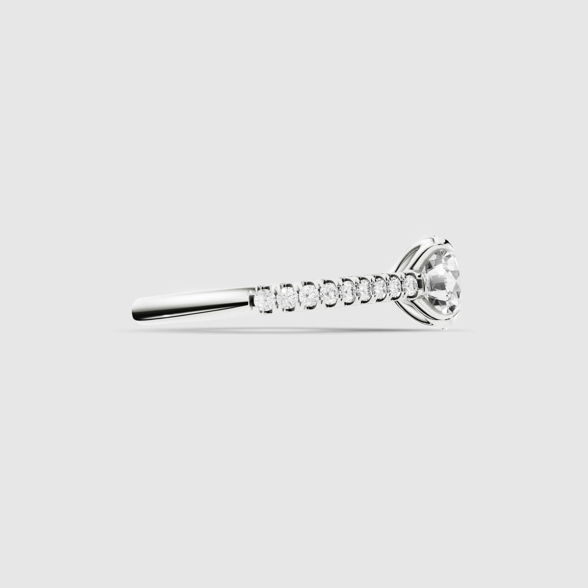 Hidden Studded Tulip Solitaire Ring-Round