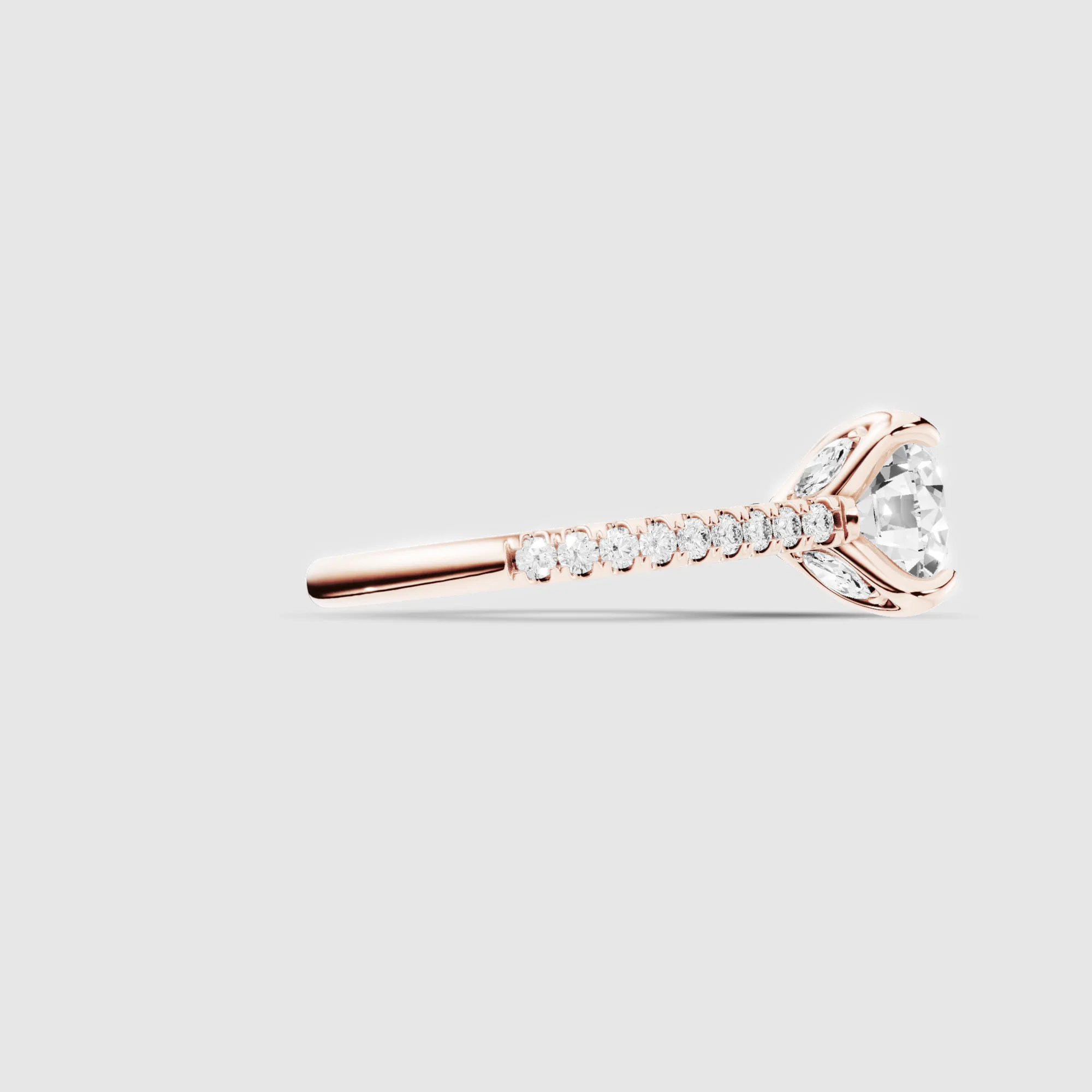 Hidden Studded Tulip Solitaire Ring-Round