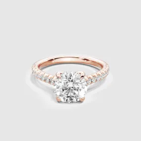Hidden Studded Tulip Solitaire Ring-Round