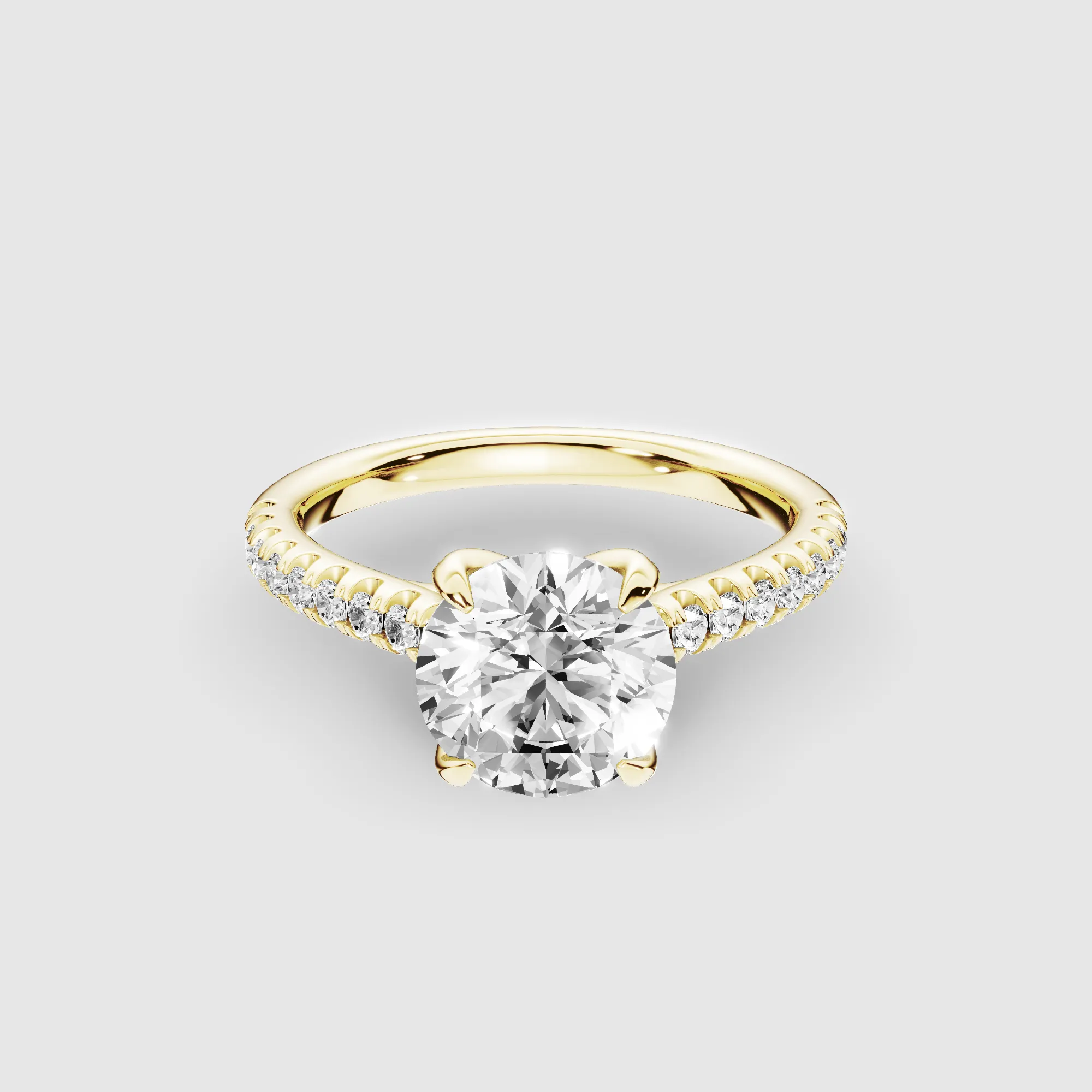 Hidden Studded Tulip Solitaire Ring-Round