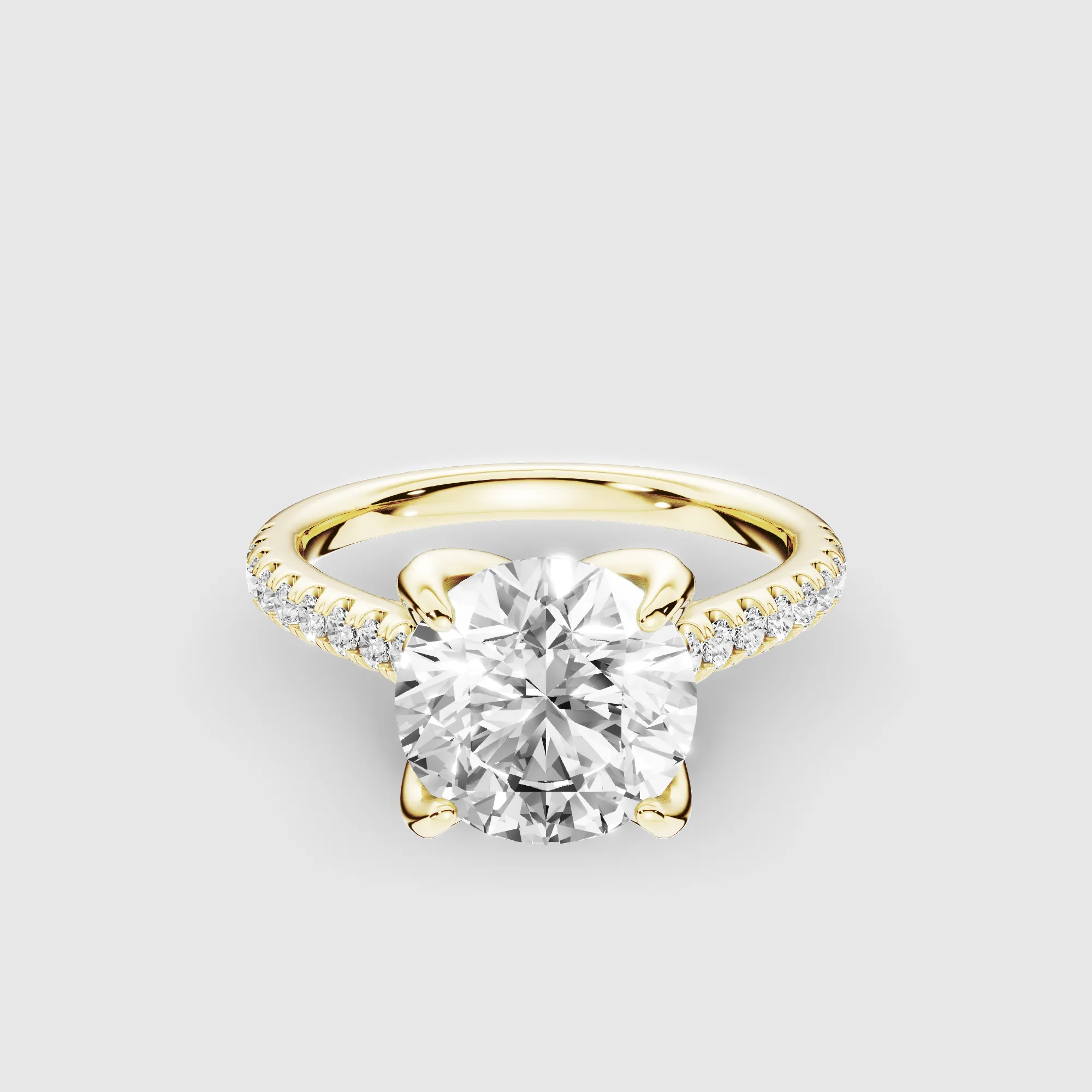 Hidden Studded Tulip Solitaire Ring-Round