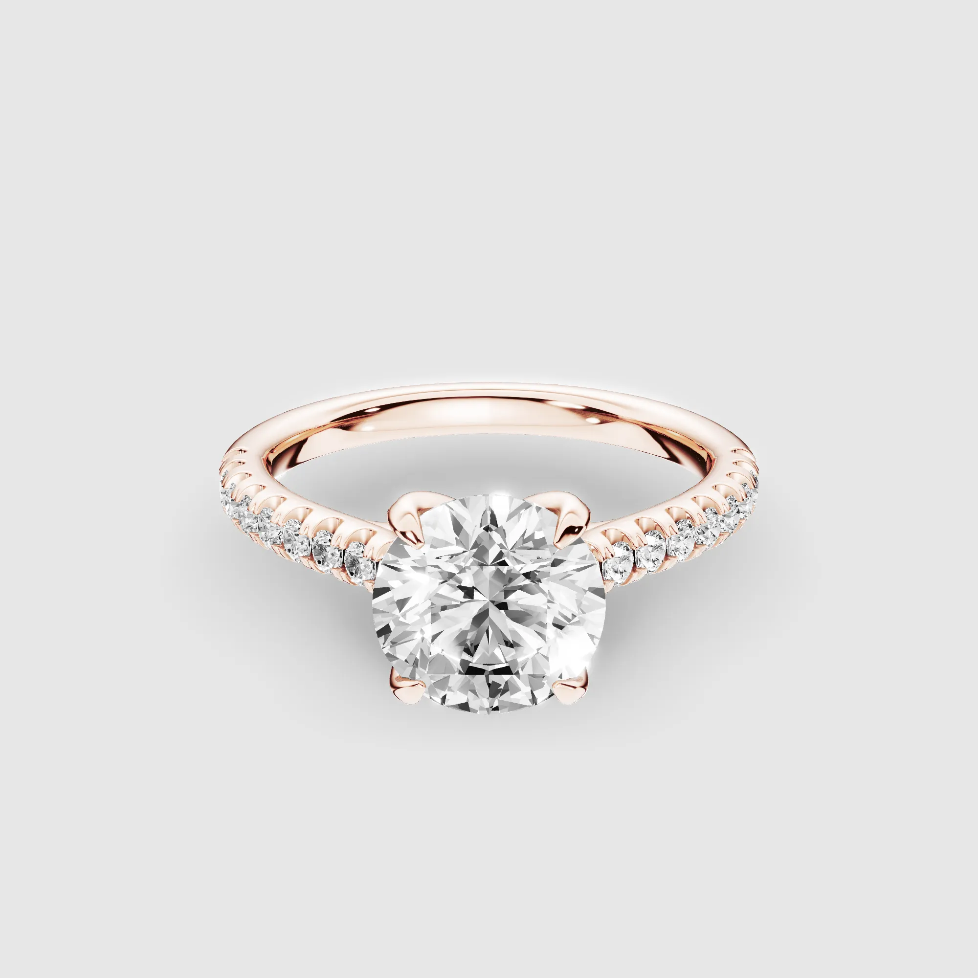 Hidden Studded Tulip Solitaire Ring-Round