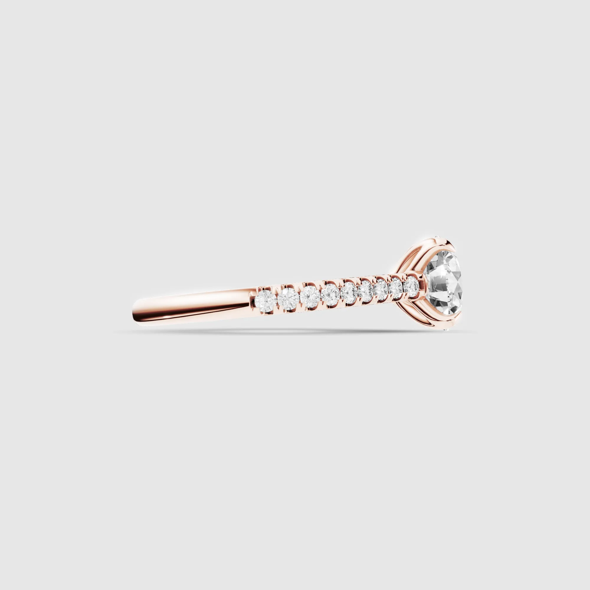 Hidden Studded Tulip Solitaire Ring-Round