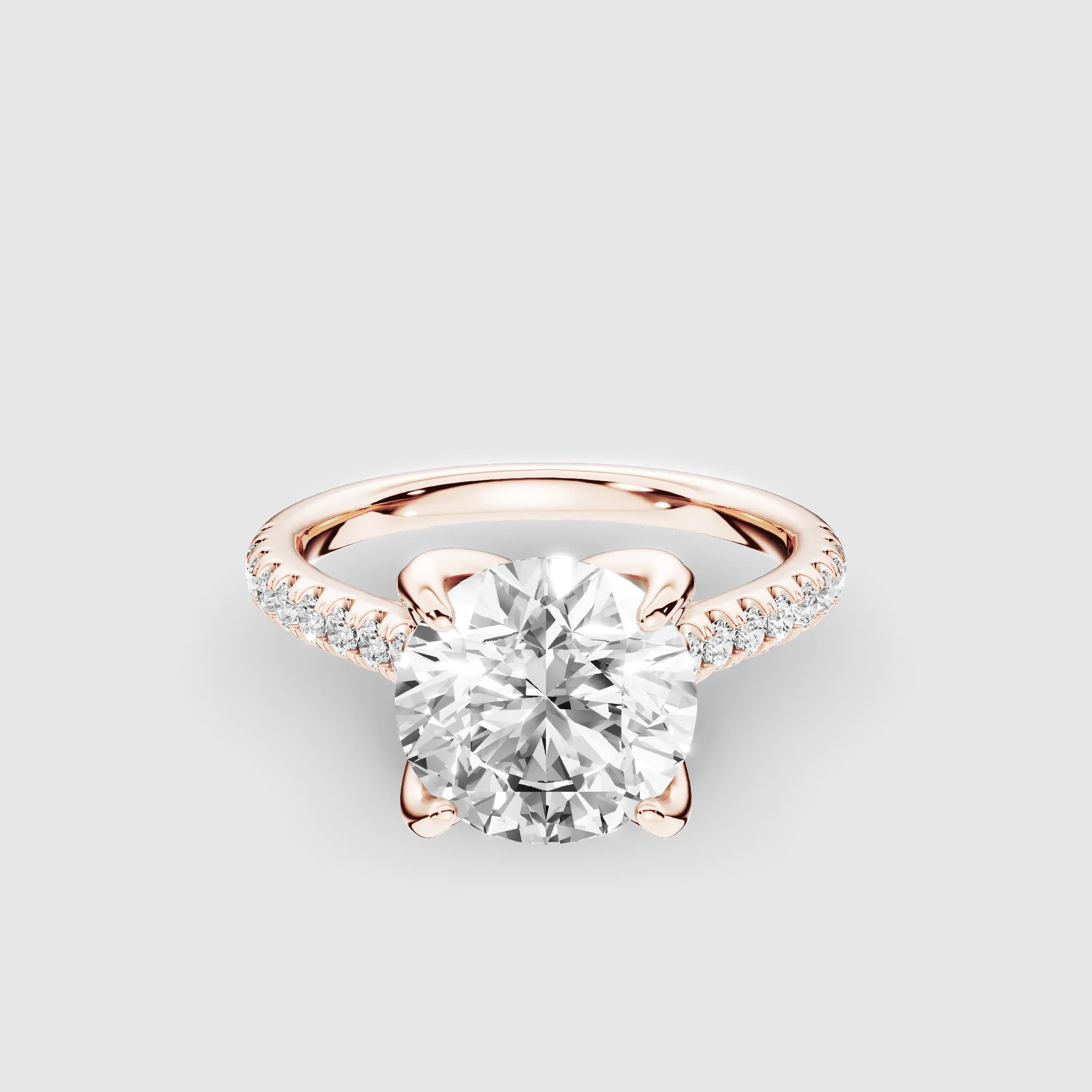 Hidden Studded Tulip Solitaire Ring-Round