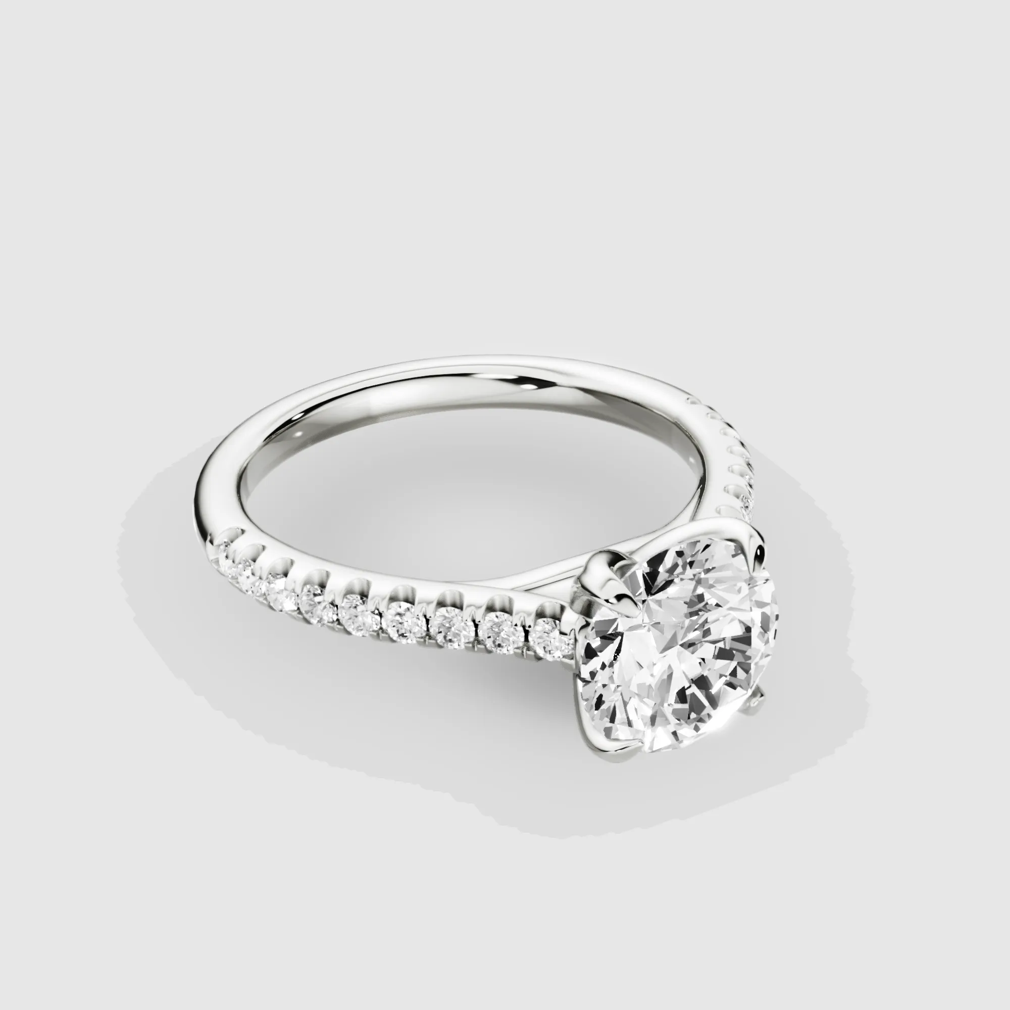 Hidden Studded Tulip Solitaire Ring-Round