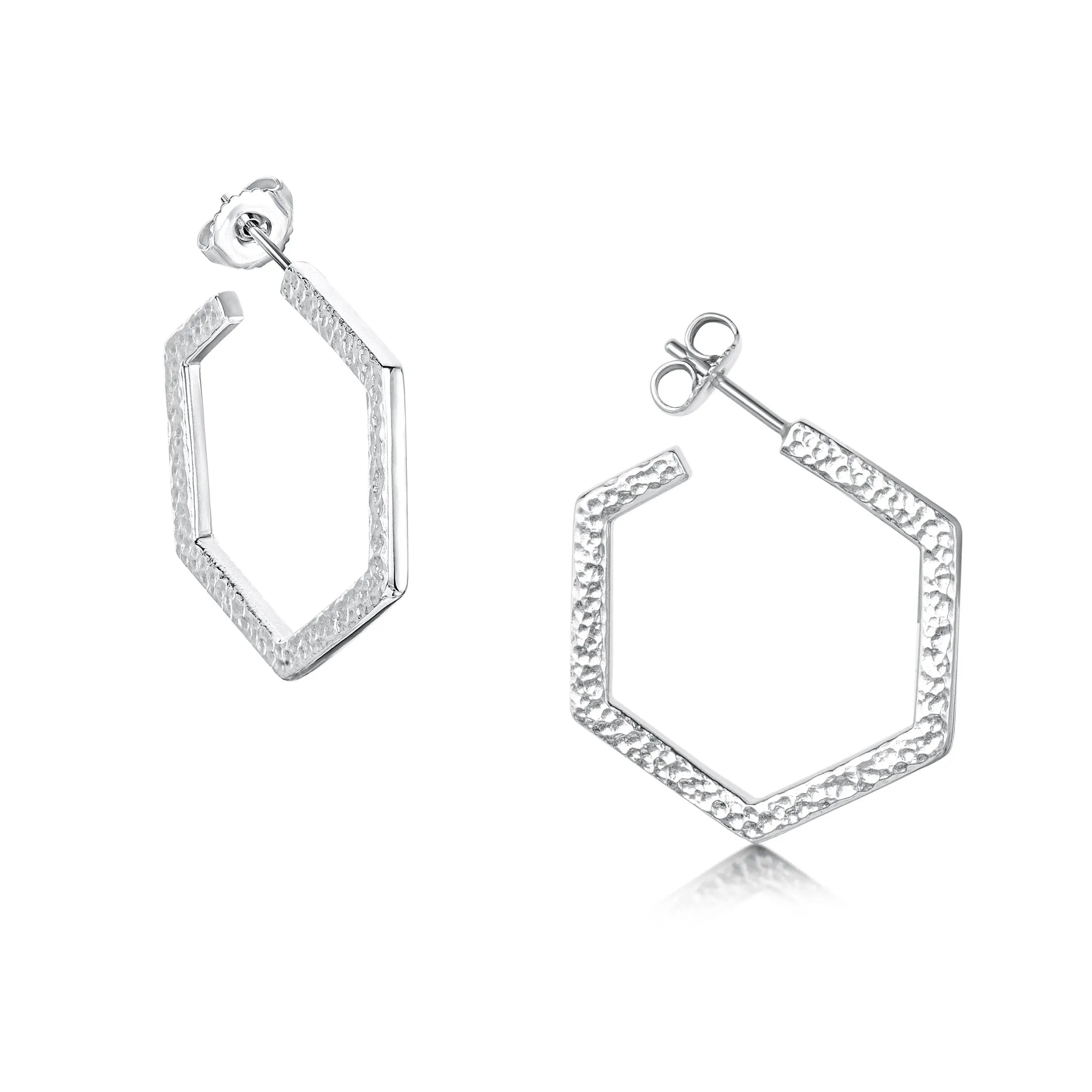 Honeycomb Small Sterling Silver Hoop Earrings