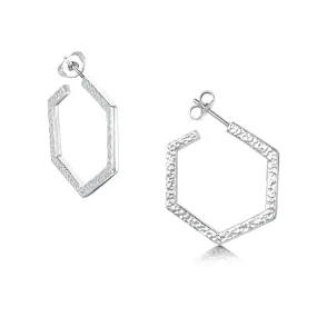 Honeycomb Small Sterling Silver Hoop Earrings