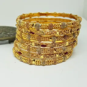 Hs 4874 Gold polish Bangles set(R)