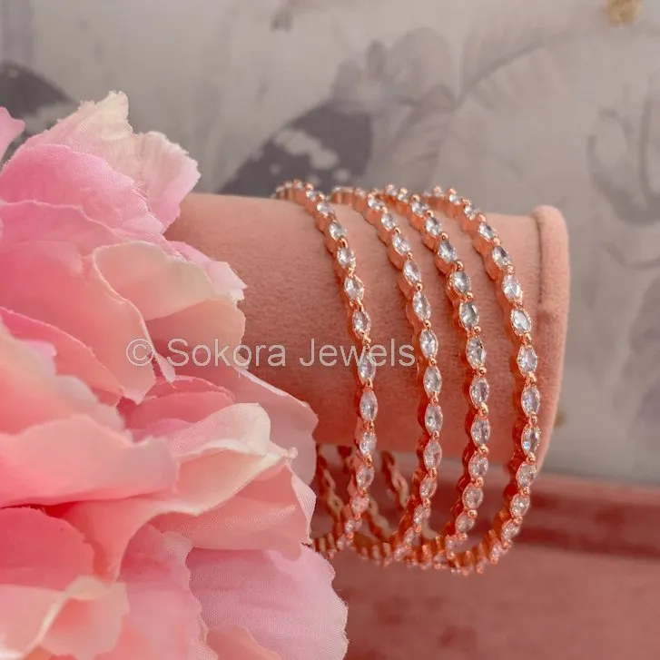Katrina Slim Rose Gold Zircon Bangles