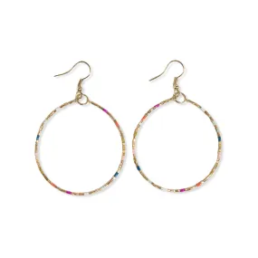 Kelly Checkered Beaded Hoop Earrings Rainbow
