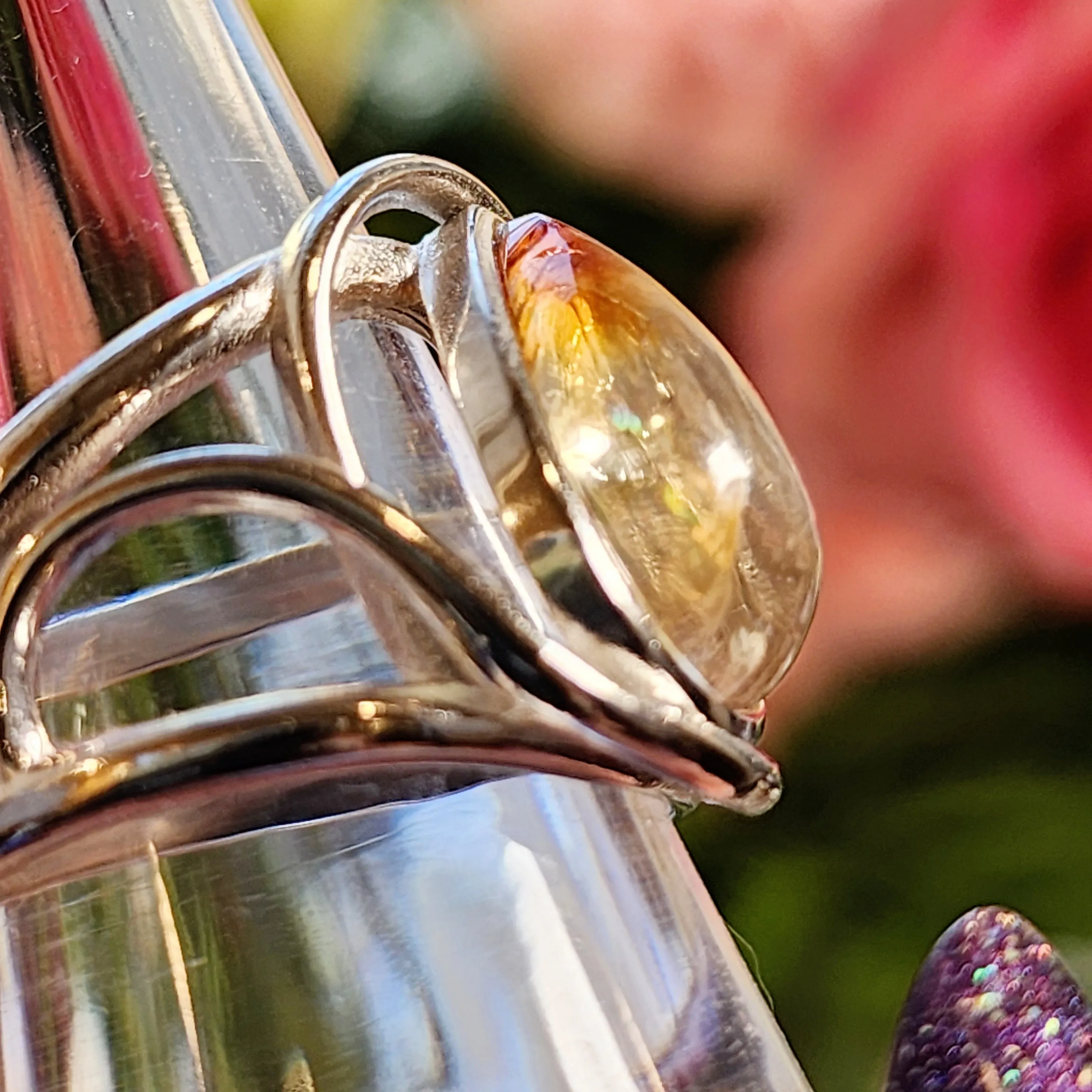 Koi Quartz Finger Cuff Adjustable Ring .925 Sterling Silver for Spiritual Transformation