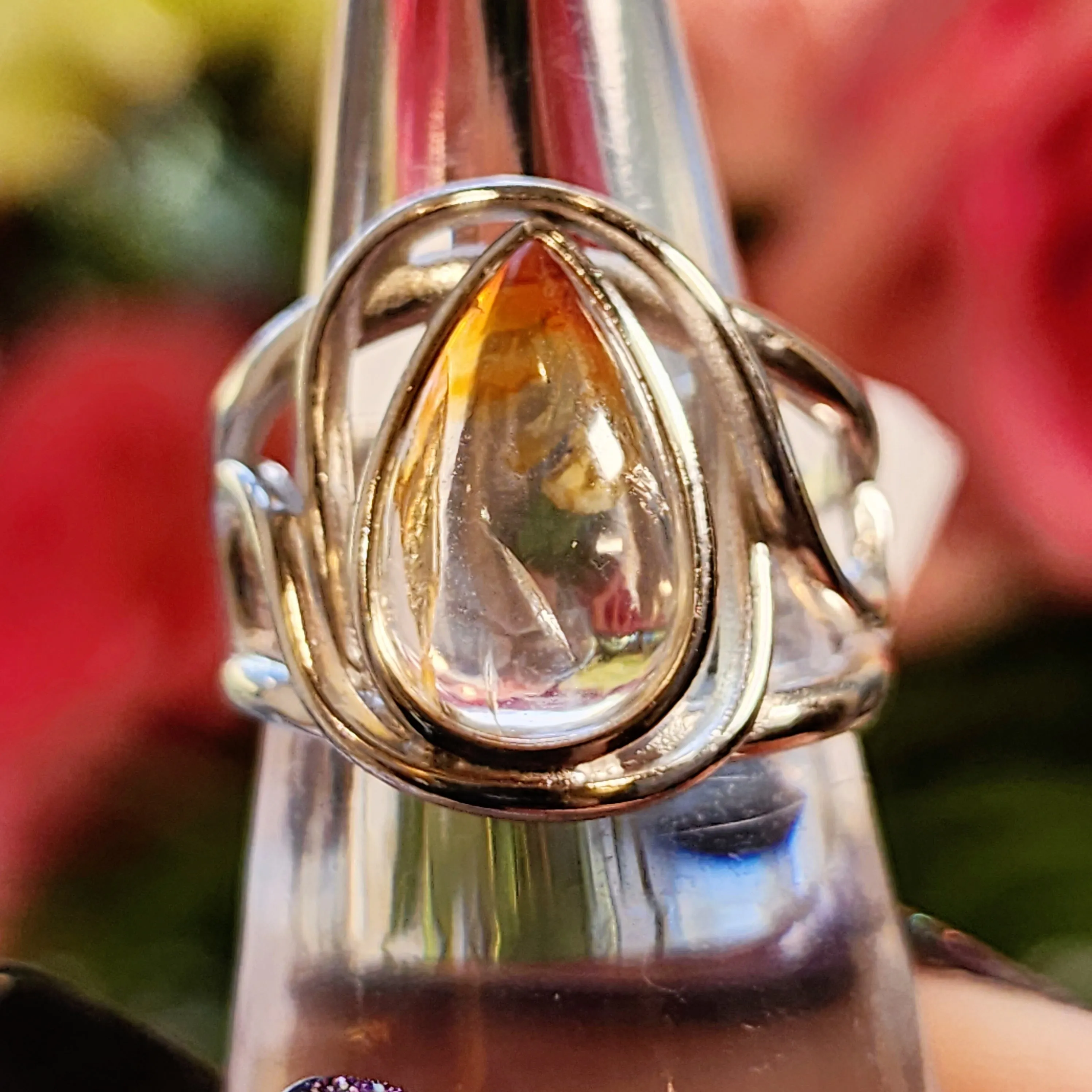 Koi Quartz Finger Cuff Adjustable Ring .925 Sterling Silver for Spiritual Transformation