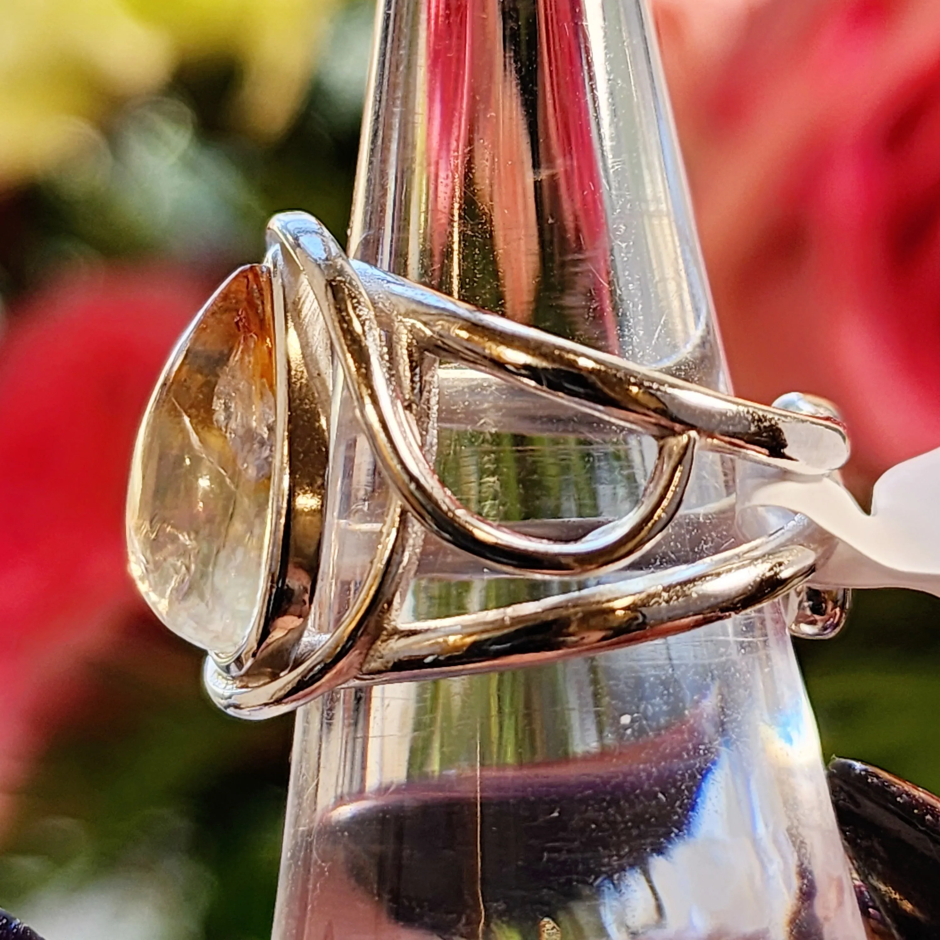 Koi Quartz Finger Cuff Adjustable Ring .925 Sterling Silver for Spiritual Transformation