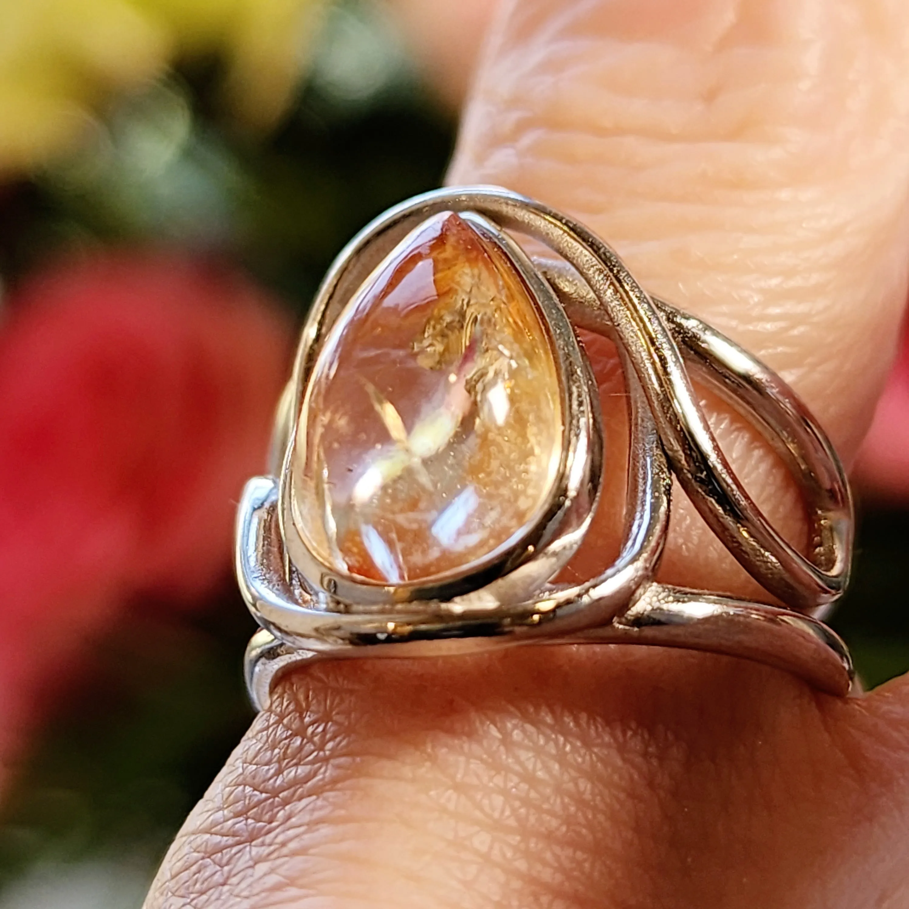 Koi Quartz Finger Cuff Adjustable Ring .925 Sterling Silver for Spiritual Transformation