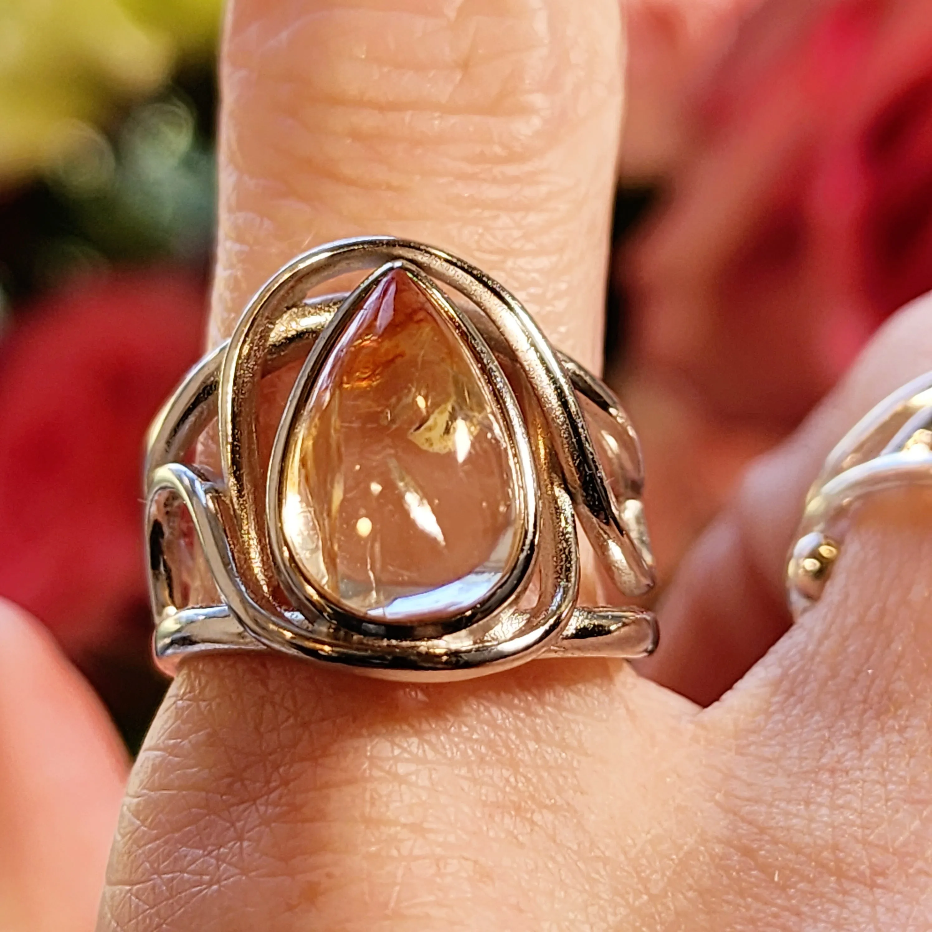 Koi Quartz Finger Cuff Adjustable Ring .925 Sterling Silver for Spiritual Transformation