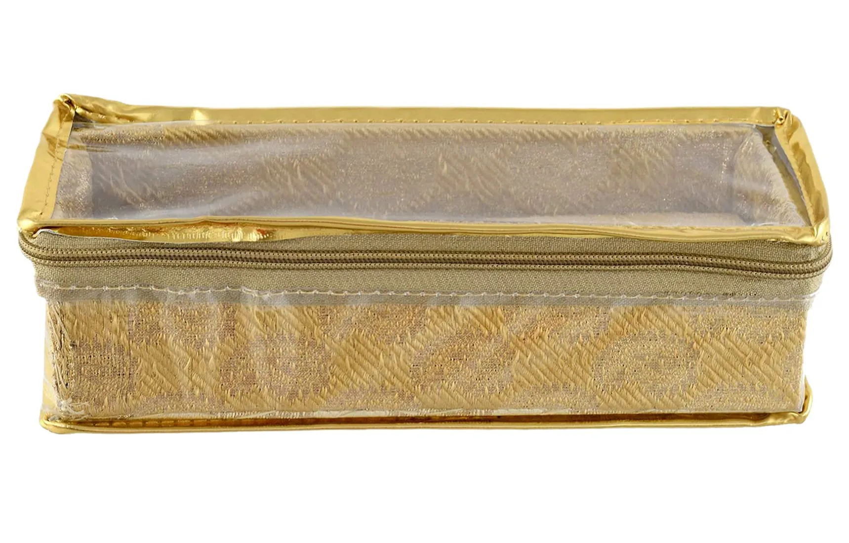 Kuber Industries Carry Design Laminated 1 Rod Box, Organizer For Bangle, Watches, Bracelets, Jewellery With Tranasparent Top - Pack of 2 (Gold)-47KM028