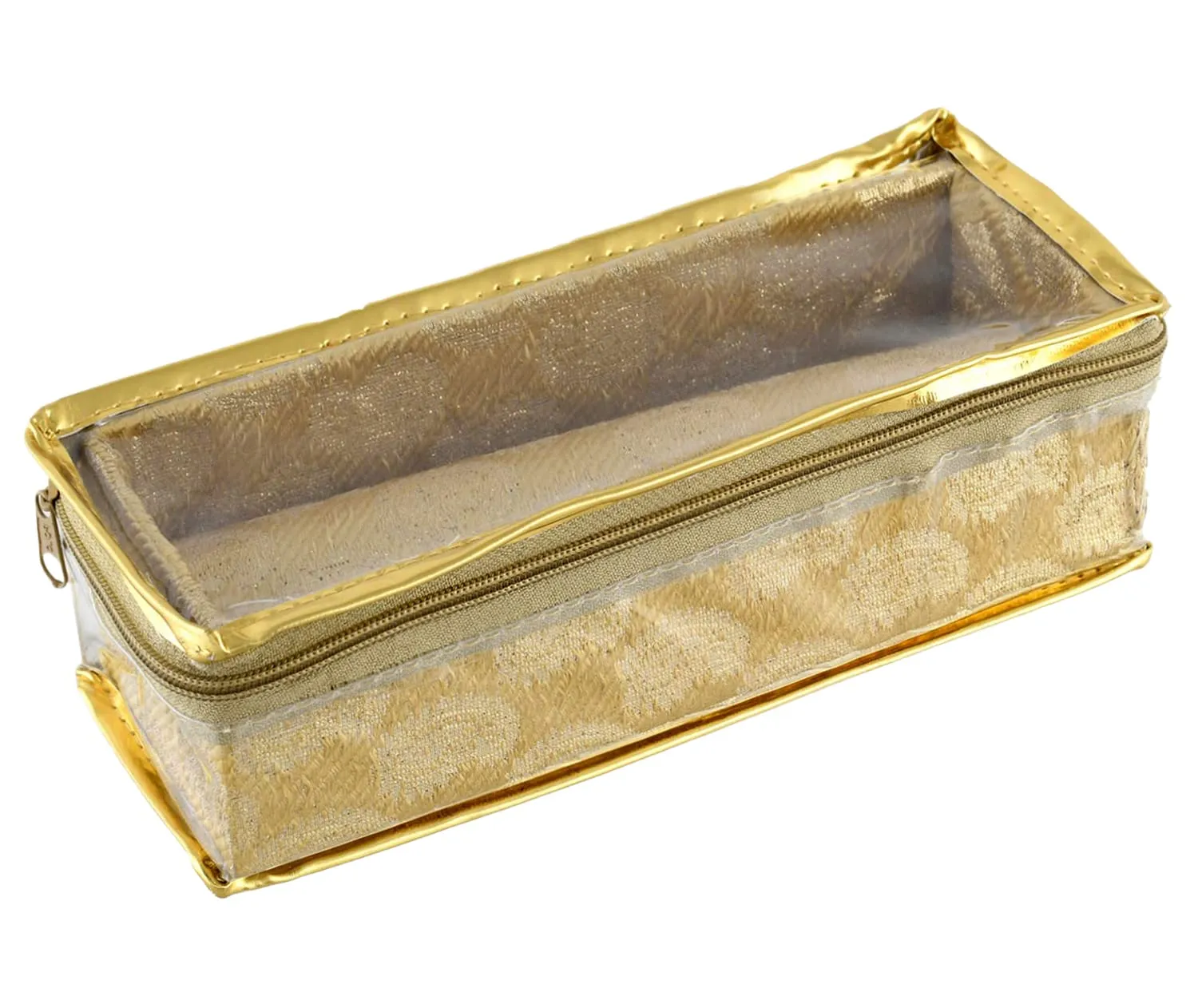 Kuber Industries Carry Design Laminated 1 Rod Box, Organizer For Bangle, Watches, Bracelets, Jewellery With Tranasparent Top - Pack of 2 (Gold)-47KM028
