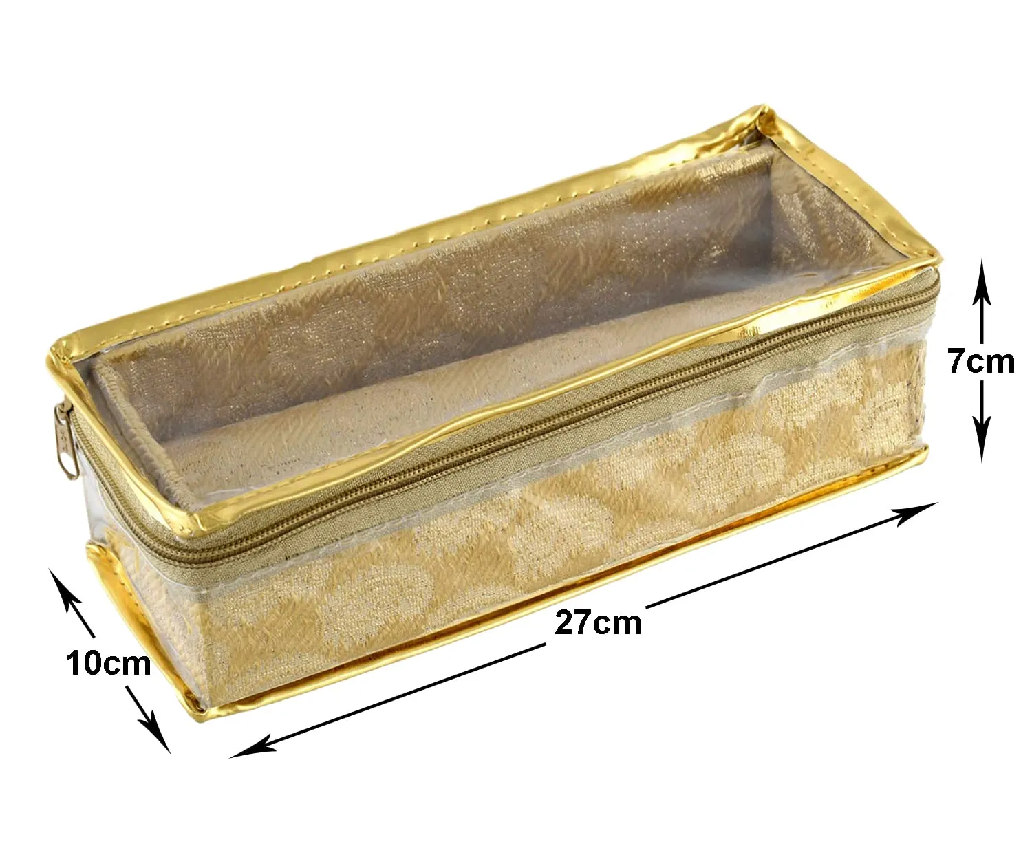 Kuber Industries Carry Design Laminated 1 Rod Box, Organizer For Bangle, Watches, Bracelets, Jewellery With Tranasparent Top - Pack of 2 (Gold)-47KM028
