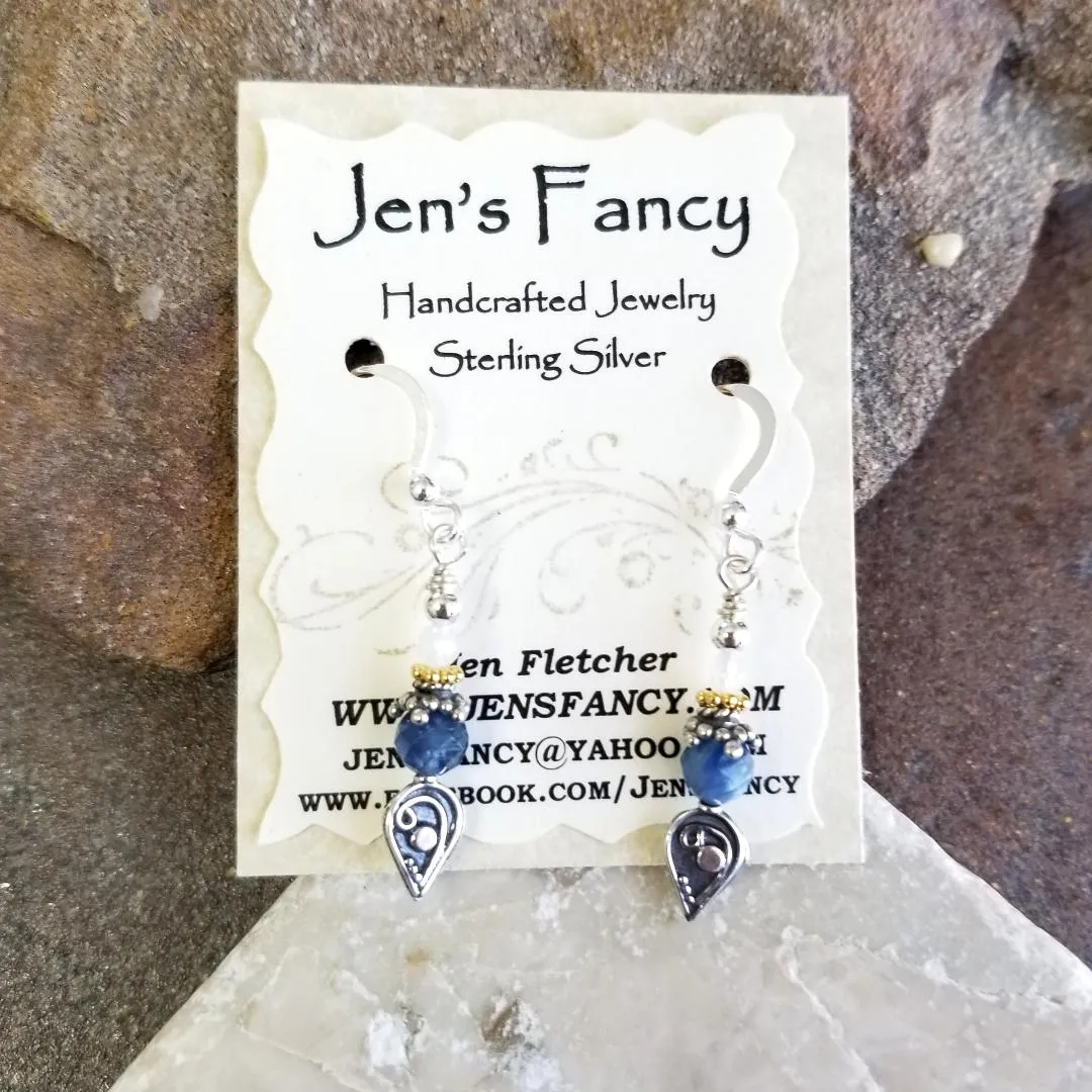 Kyanite & Moonstone Earrings Bali Sterling Silver