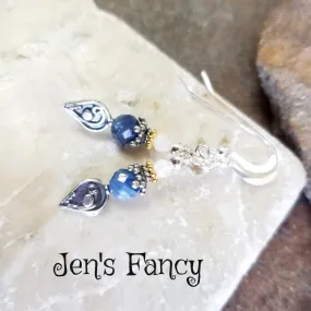 Kyanite & Moonstone Earrings Bali Sterling Silver