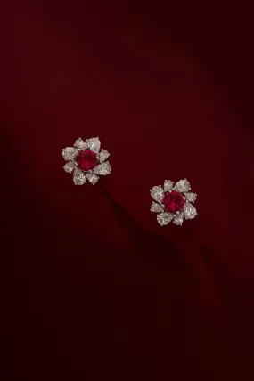 Lab Grown Diamond Flower Cluster Stud Earrings