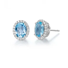Lafonn Sterling Silver Blue Topaz and Simulated Diamond Earrings (96849)