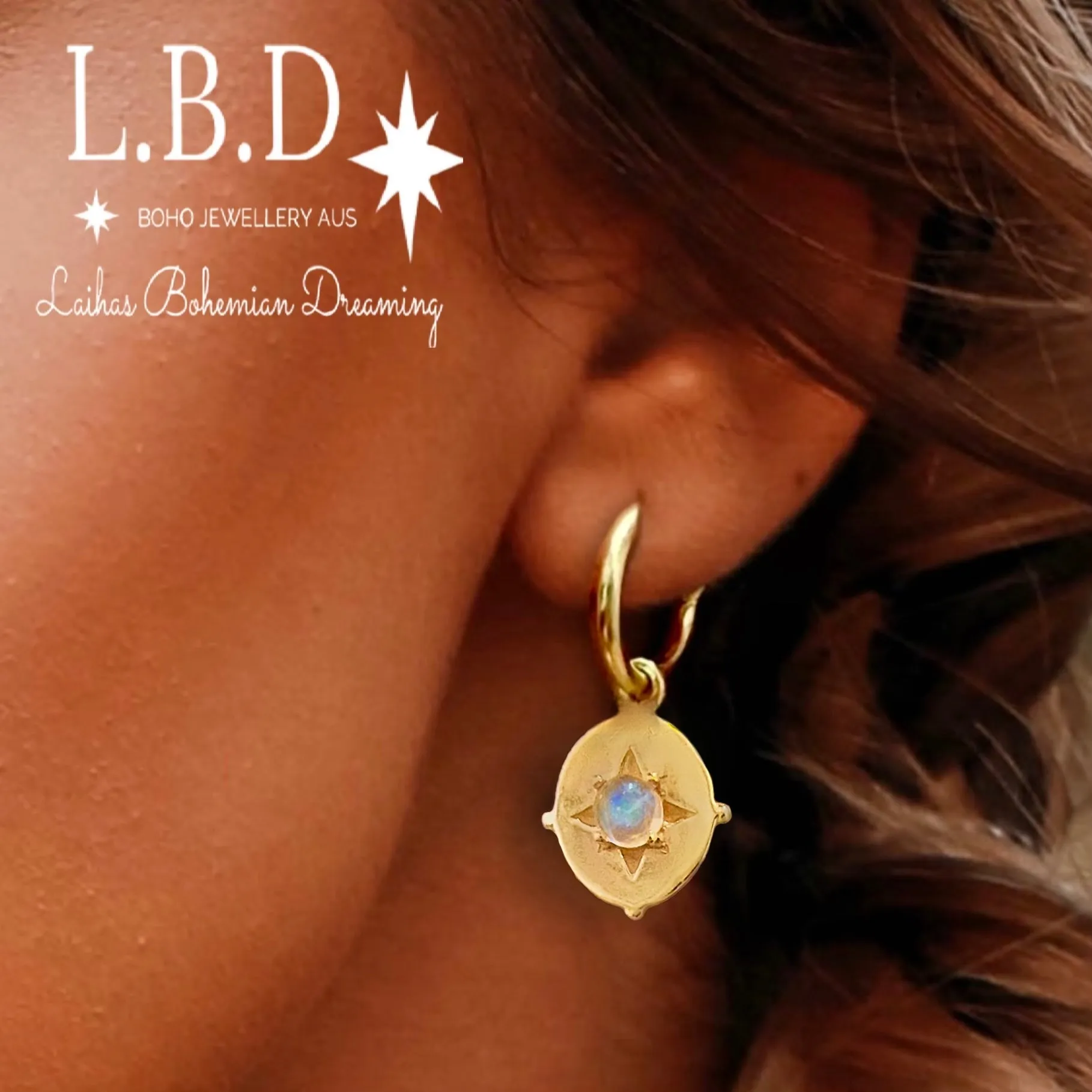 Laihas Hope & Guiding Light Gold Moonstone Hoop Earrings