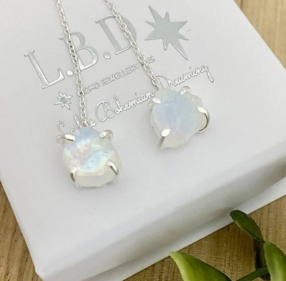 Laihas Raw Moonstone Threader Earrings