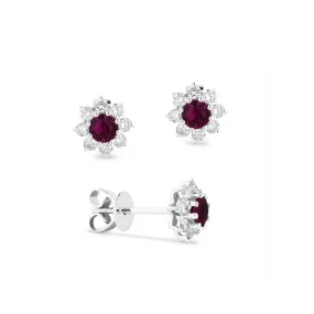 LaViano Fashion 14K White Gold Ruby and Diamond  Earrings