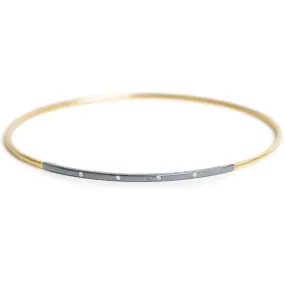 Legacy Diamond Bangle - 18ky Gold, Oxidized Silver   VS Diamonds