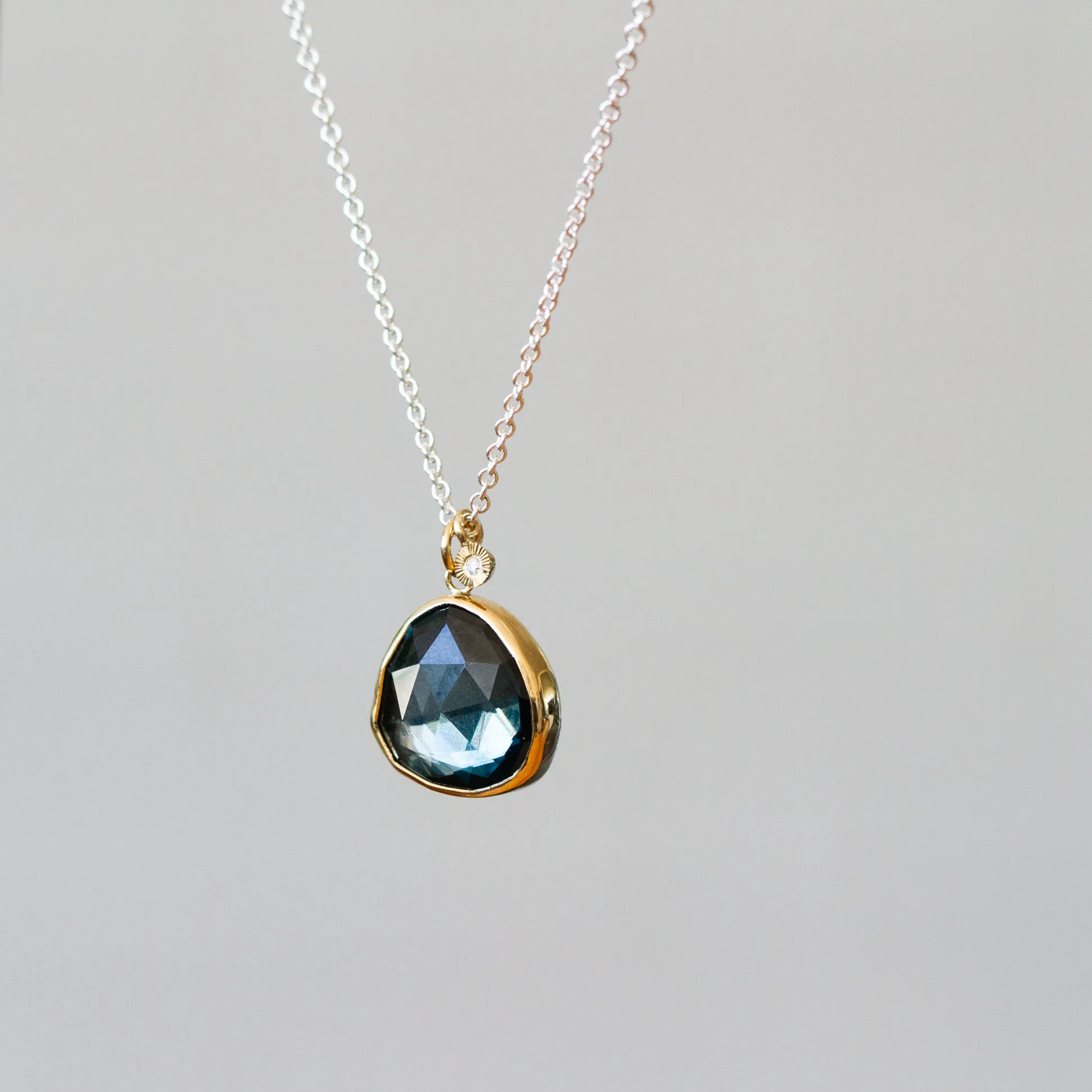 London Blue Topaz Silver and Gold Theia Necklace #9