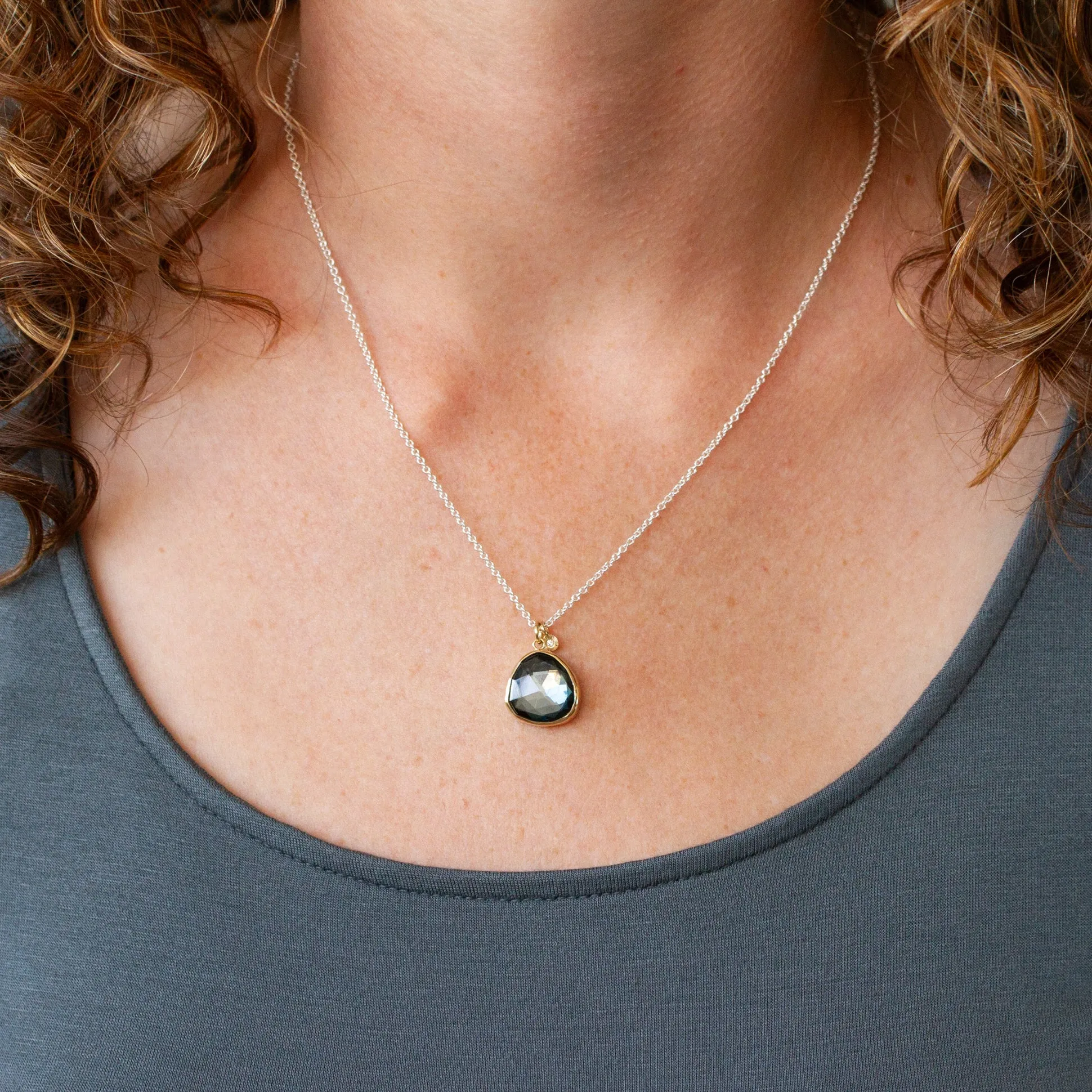 London Blue Topaz Silver and Gold Theia Necklace #9