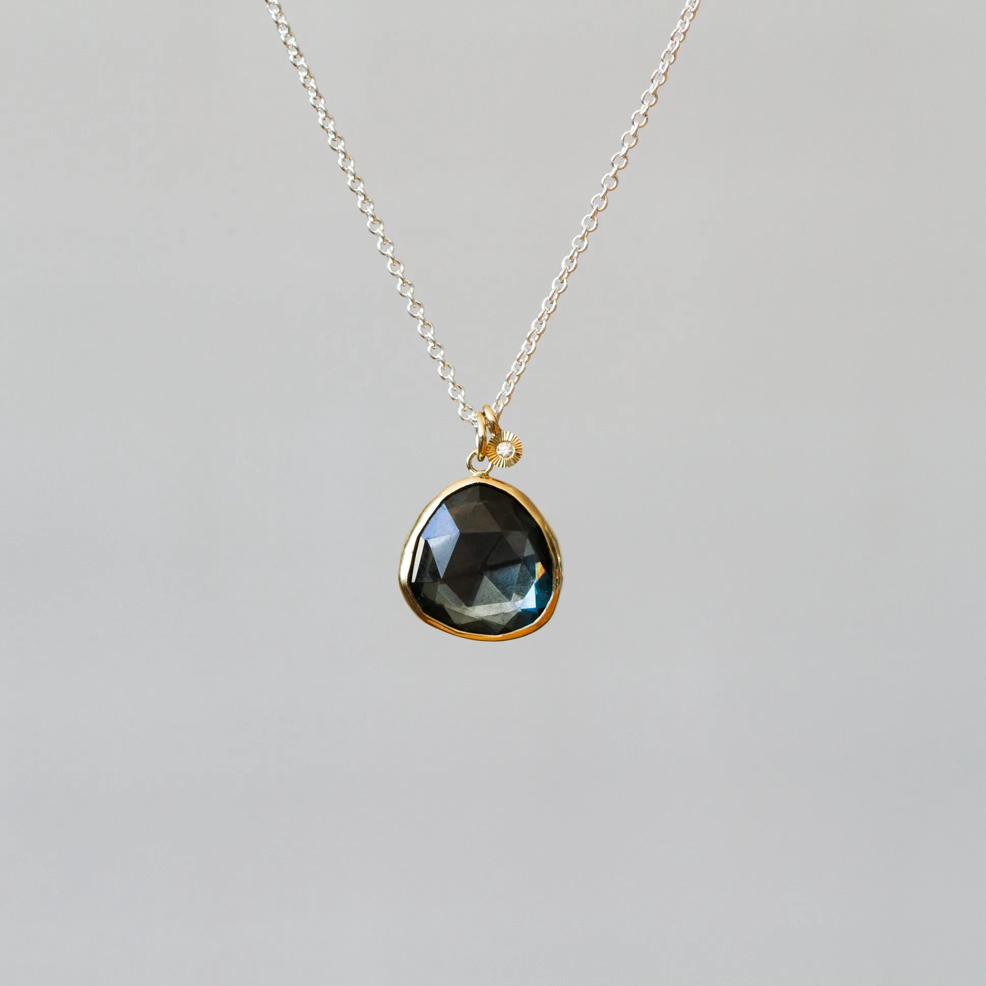 London Blue Topaz Silver and Gold Theia Necklace #9
