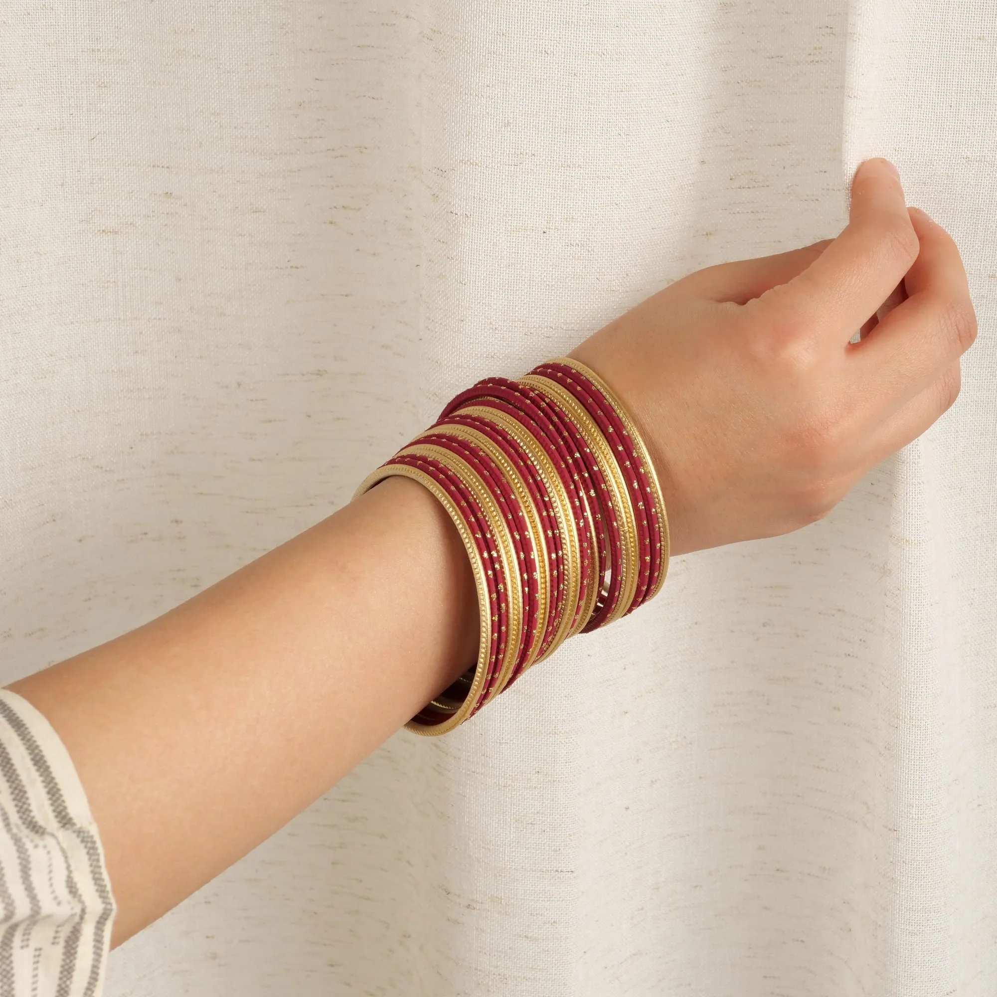 Majestic Maroon and Gold Bangle Stack