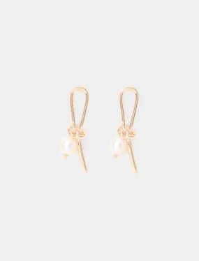 Maxine Metal Knot Pearl Earrings