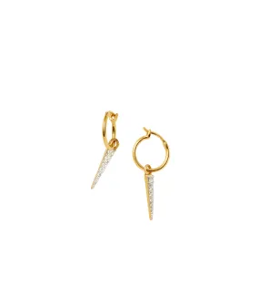 Mini Pave Spike Hoop Earrings in Gold