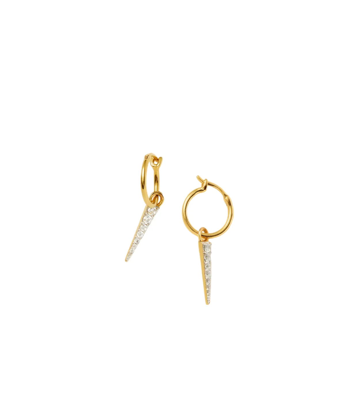 Mini Pave Spike Hoop Earrings in Gold