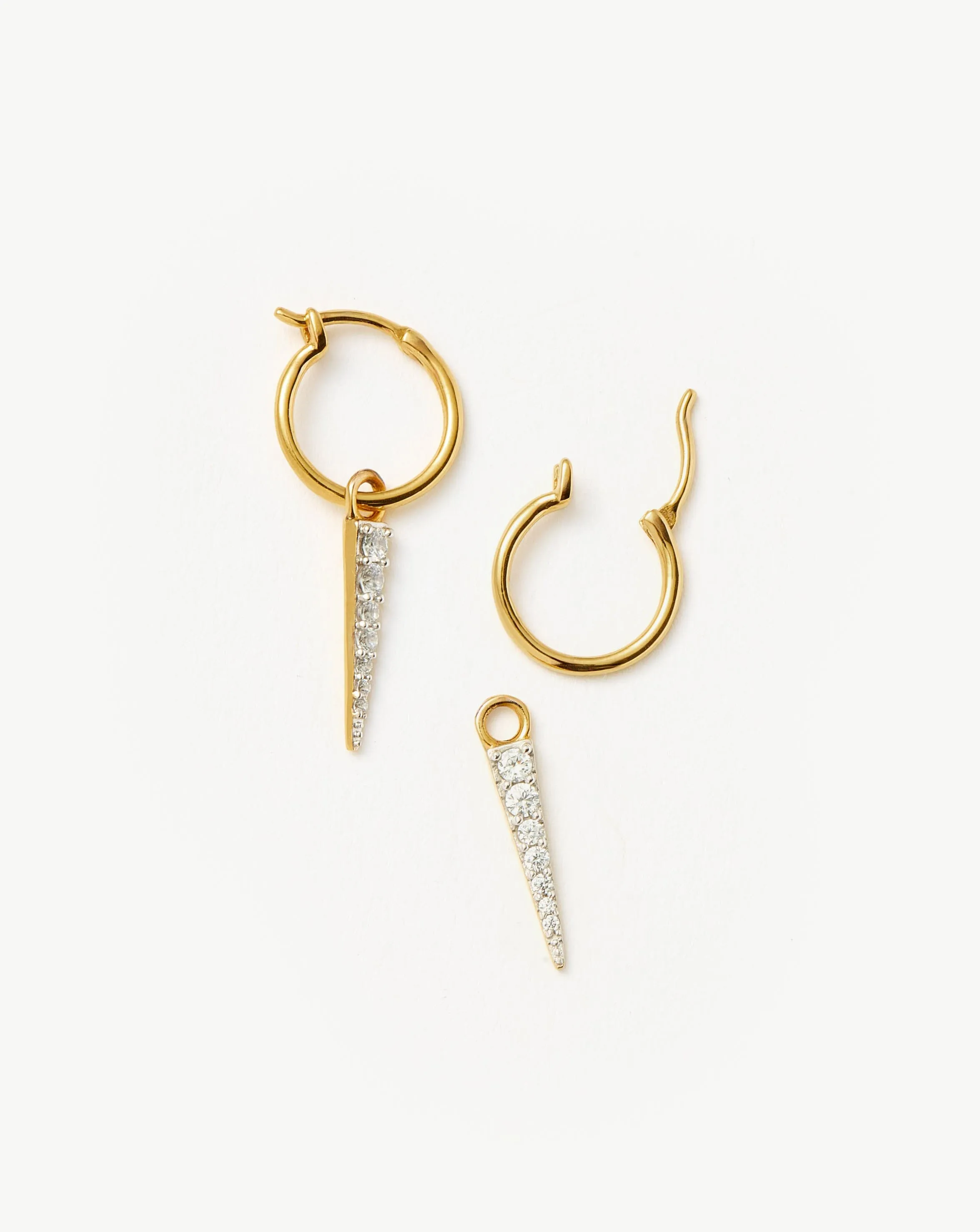 Mini Pave Spike Hoop Earrings in Gold